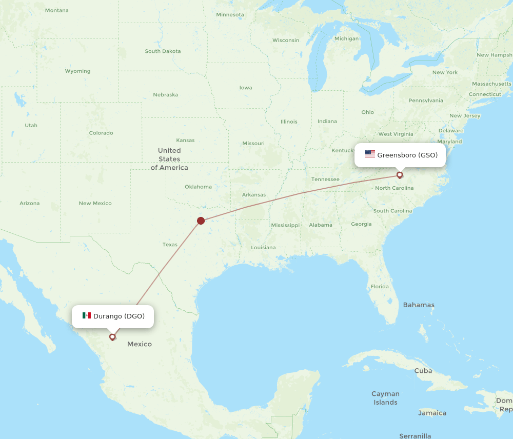 GSO-DGO flight routes