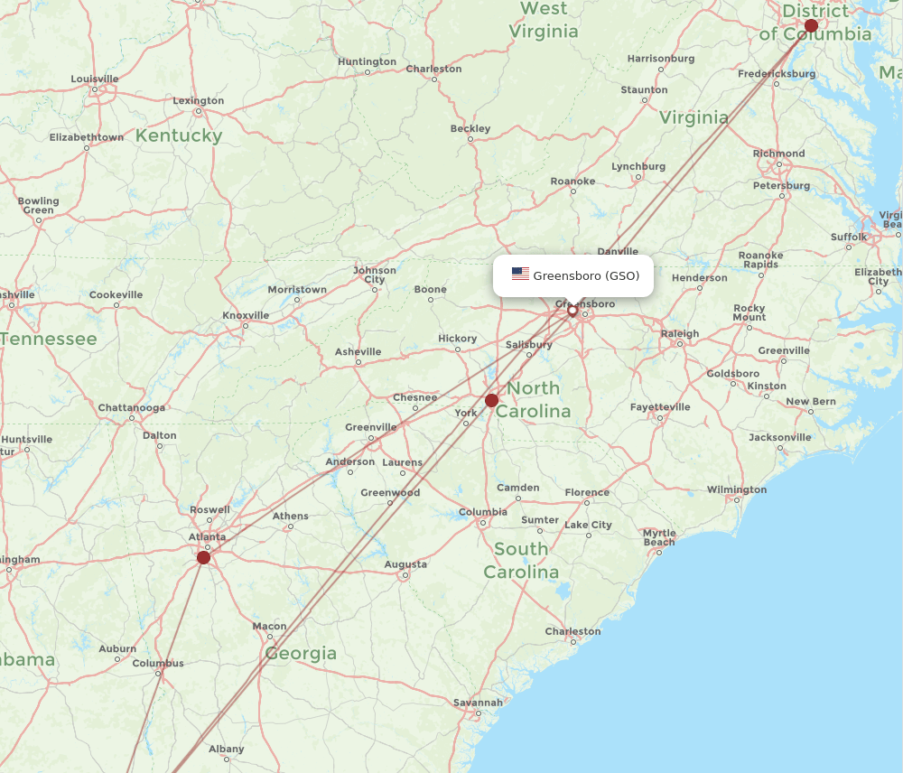 GSO-ECP flight routes