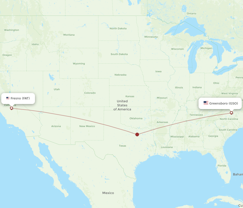 GSO to FAT flights and routes map