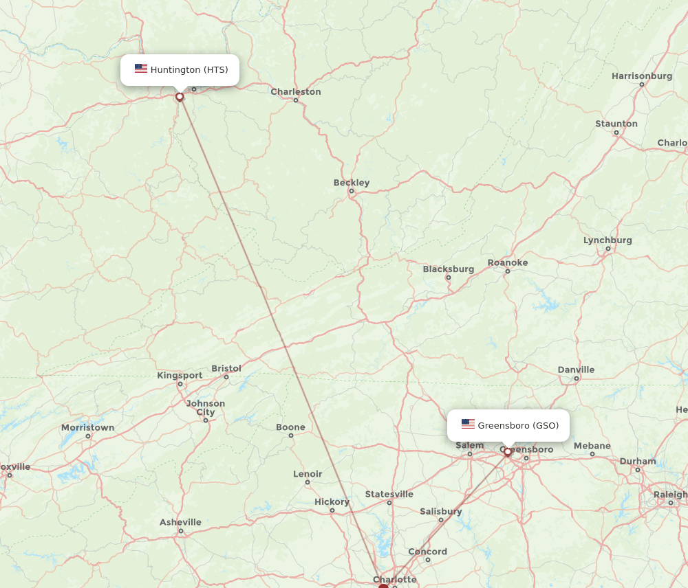 GSO-HTS flight routes