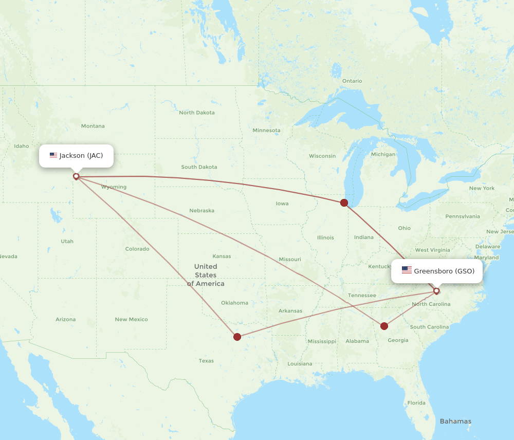 GSO-JAC flight routes