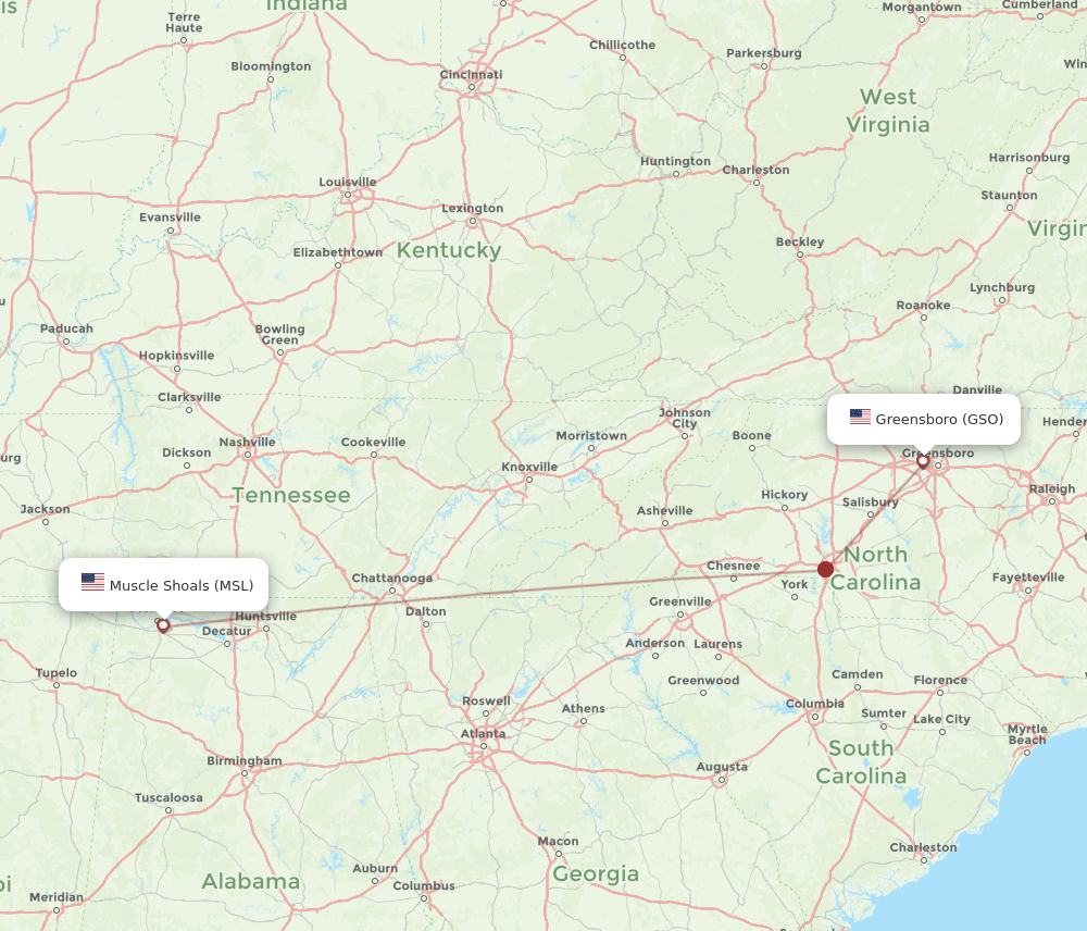GSO-MSL flight routes