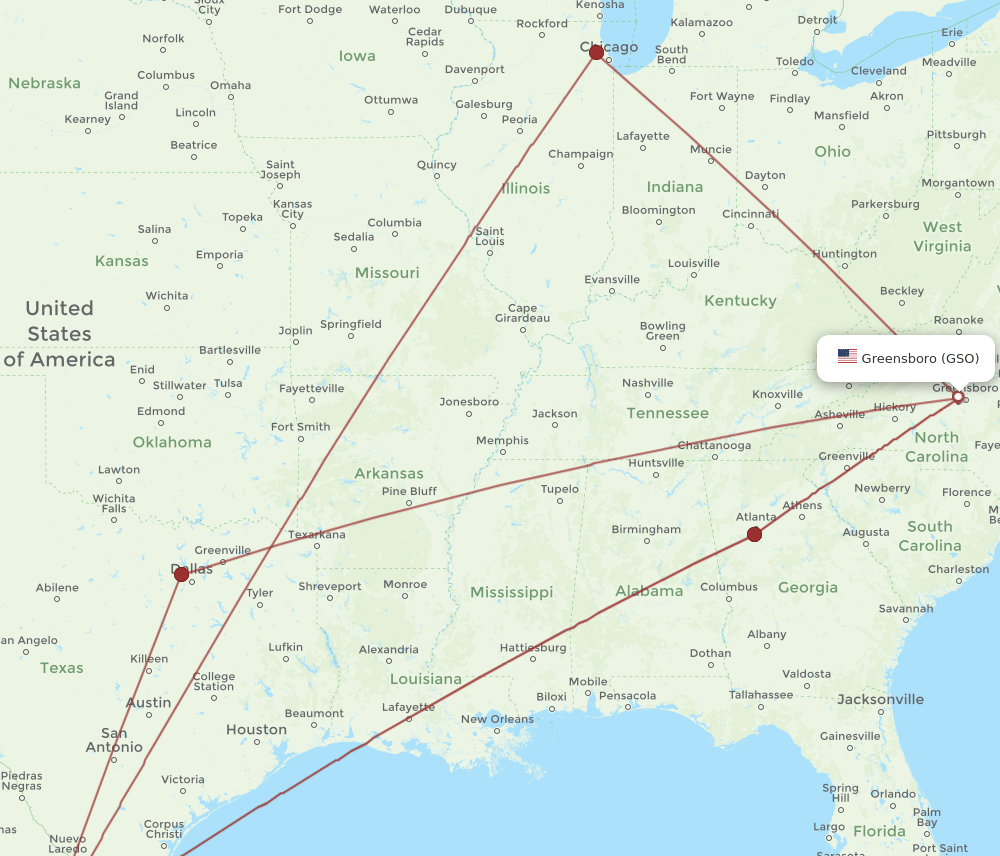 GSO-MTY flight routes