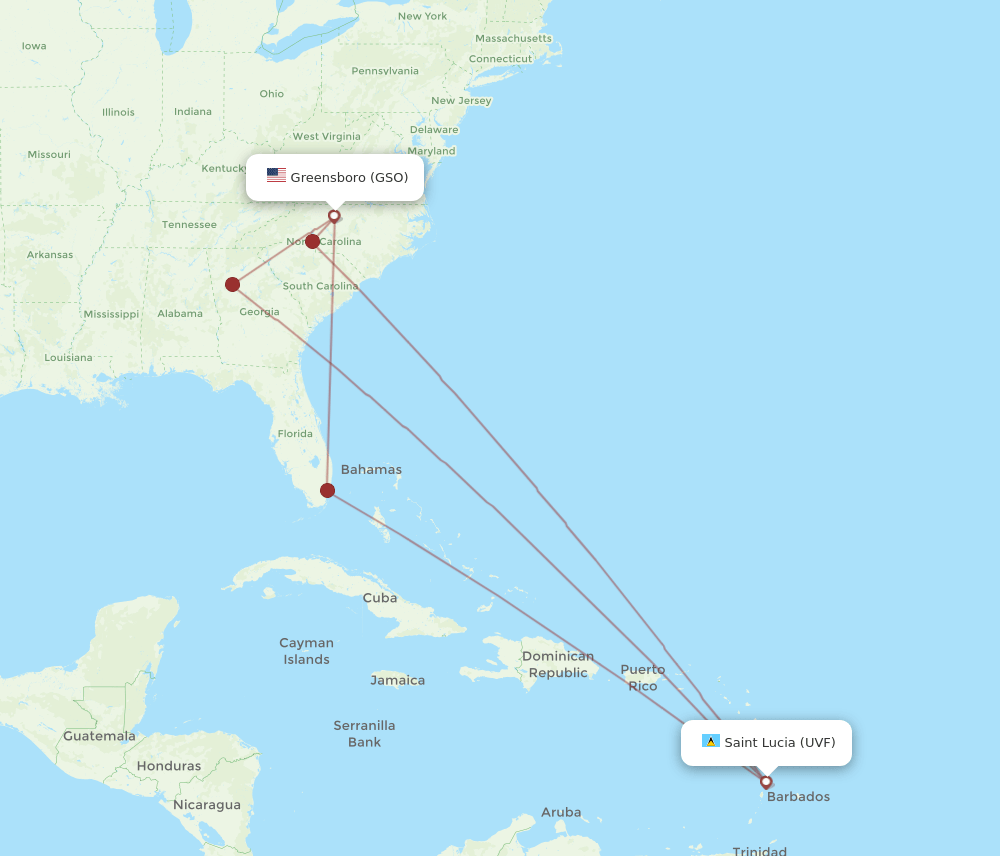 GSO-UVF flight routes
