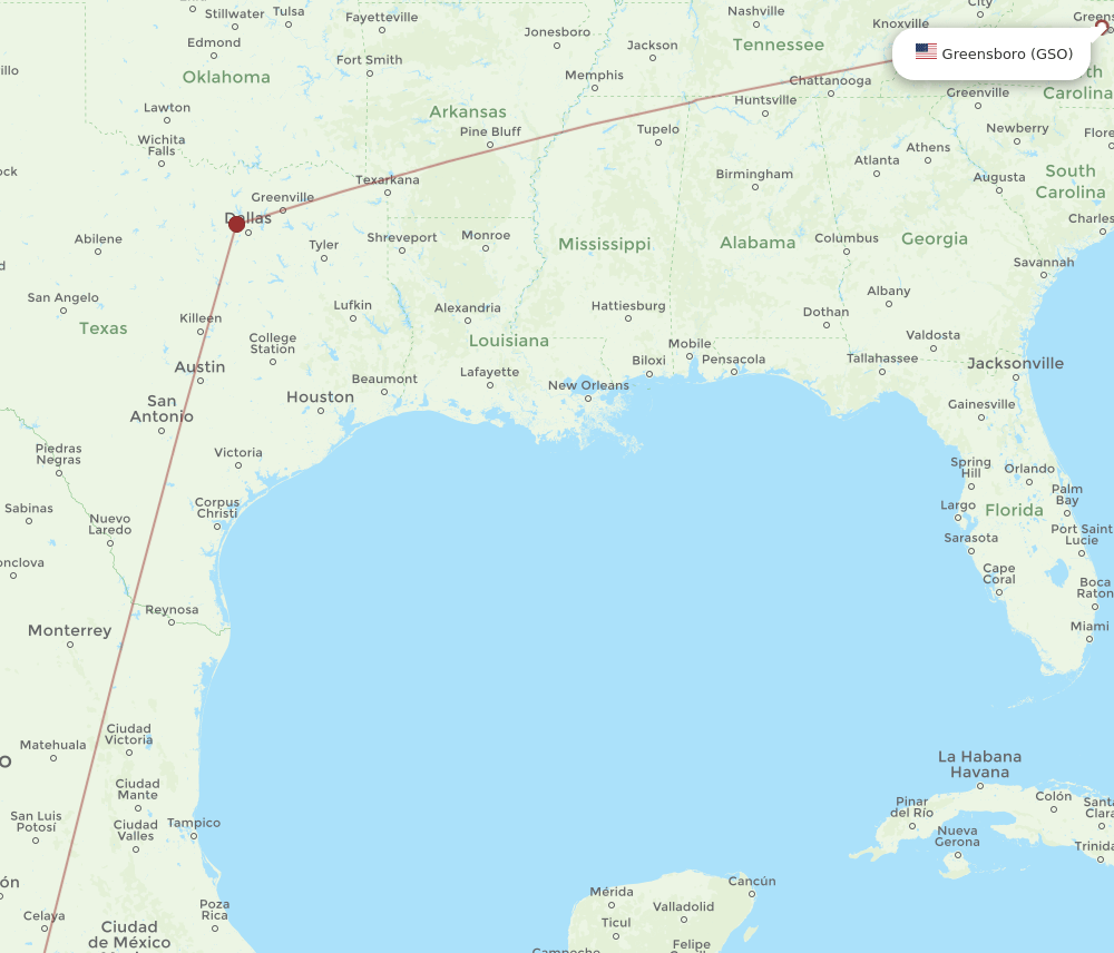 ZIH to GSO flights and routes map