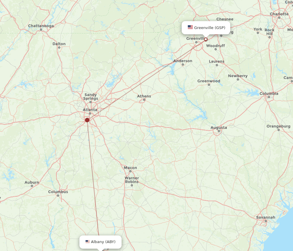 GSP-ABY flight routes