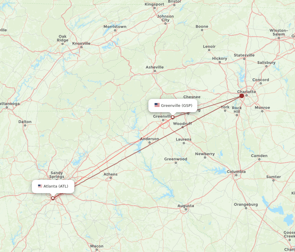 GSP-ATL flight routes