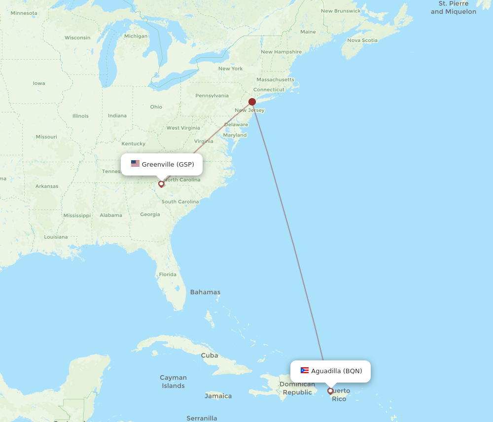 GSP-BQN flight routes