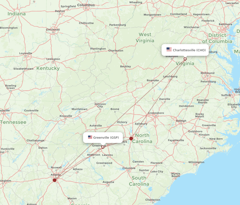 GSP-CHO flight routes