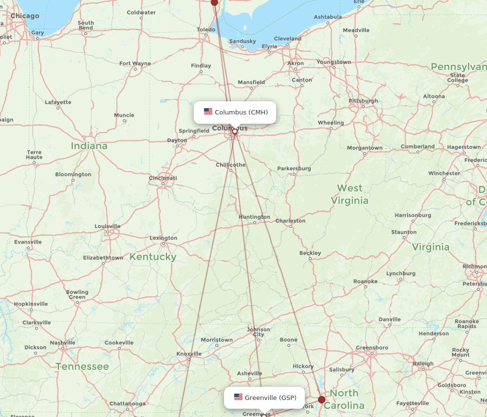 GSP-CMH flight routes