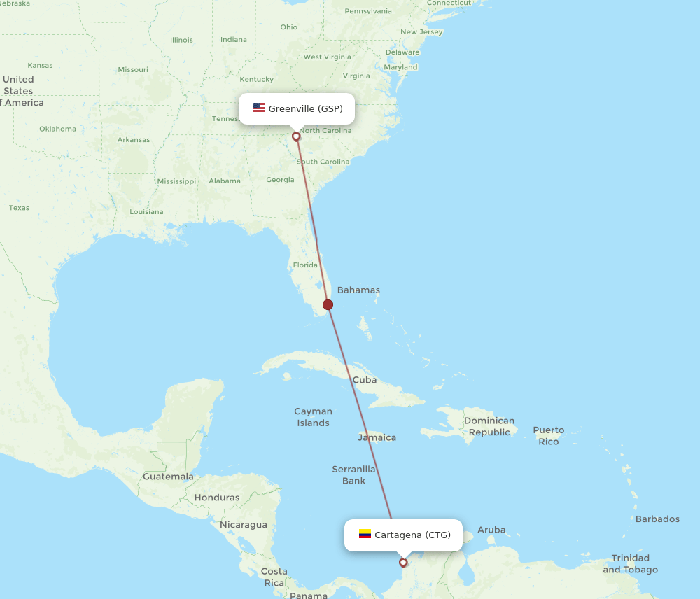 GSP-CTG flight routes