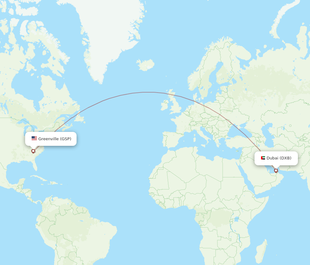 GSP-DXB flight routes