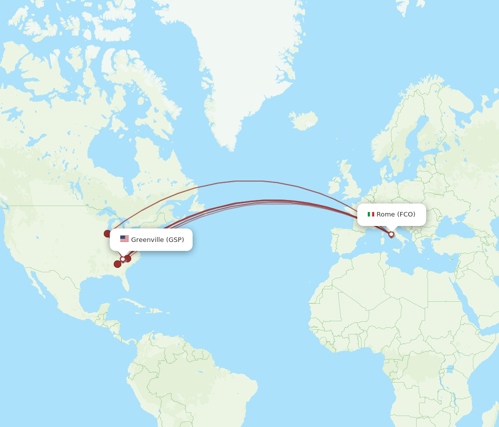 GSP-FCO flight routes