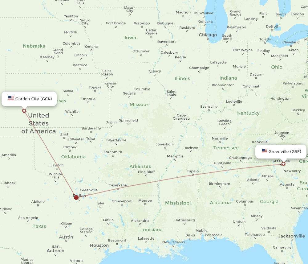 GSP-GCK flight routes