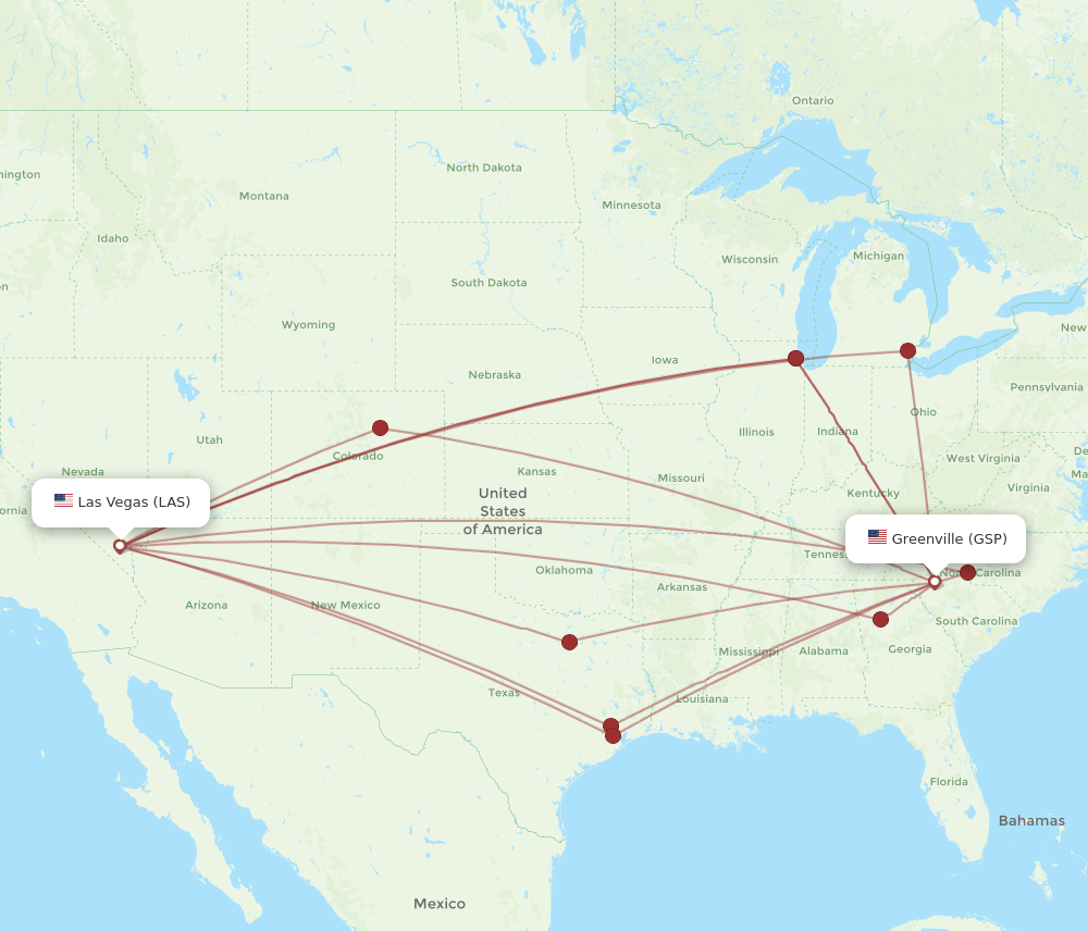 GSP-LAS flight routes