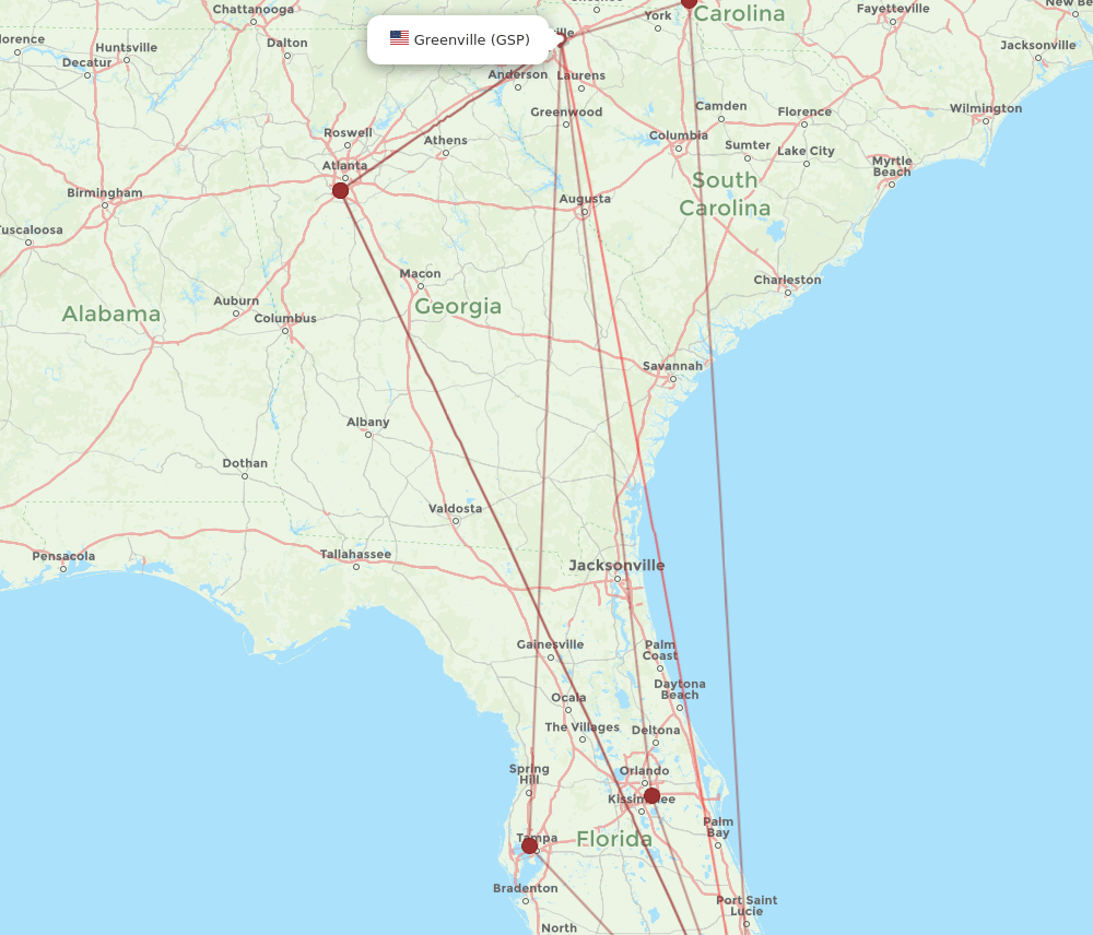 GSP-MIA flight routes