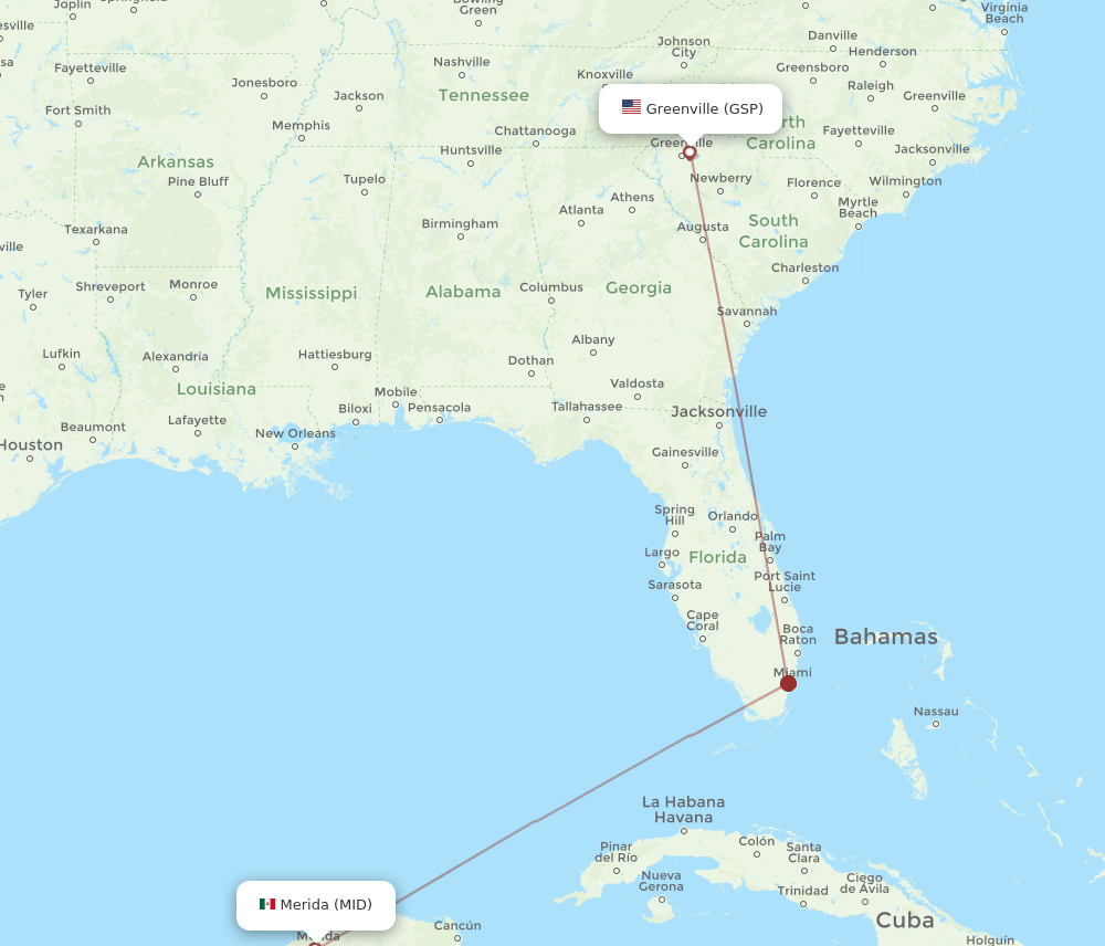 GSP-MID flight routes