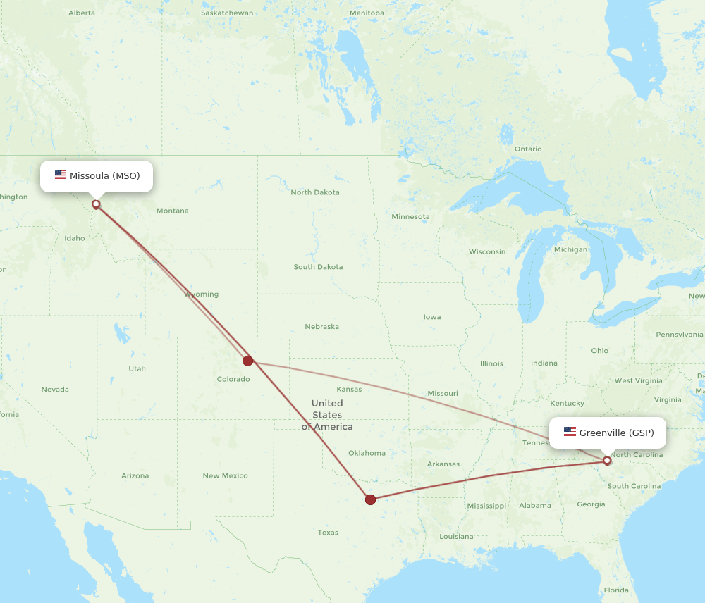 GSP-MSO flight routes