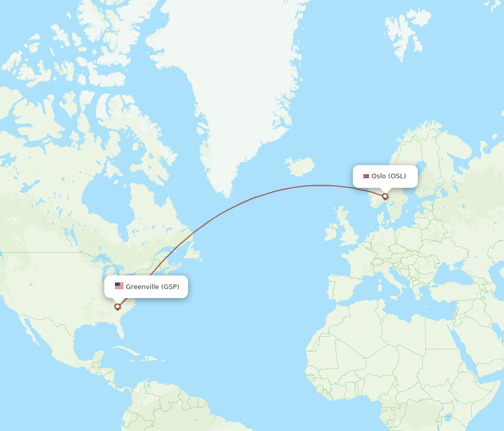 GSP-OSL flight routes
