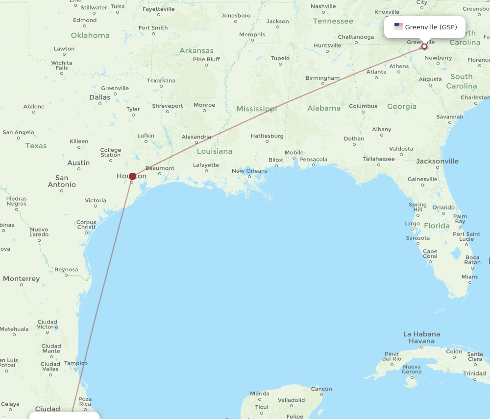 GSP-PBC flight routes