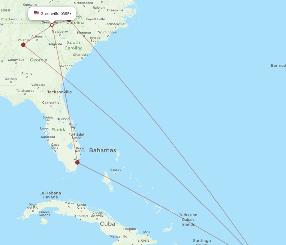 GSP-SJU flight routes