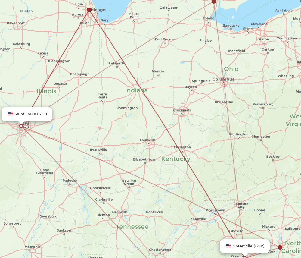 GSP-STL flight routes