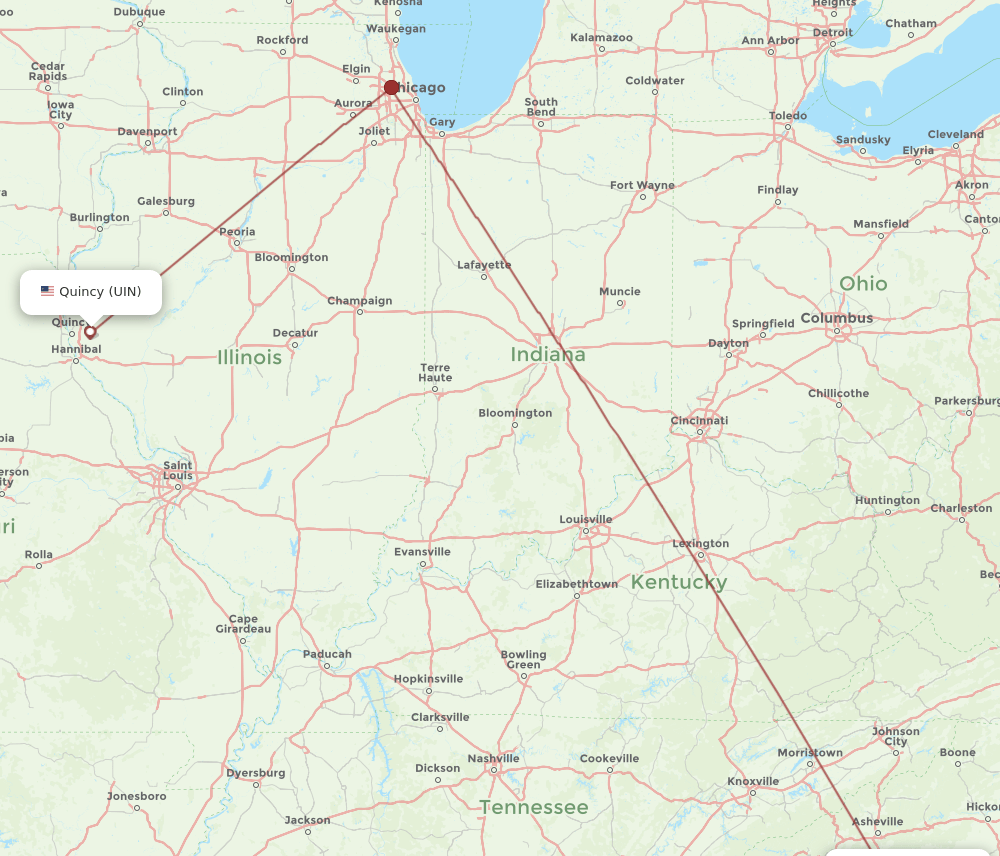 GSP-UIN flight routes
