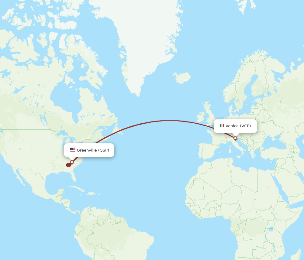 GSP-VCE flight routes