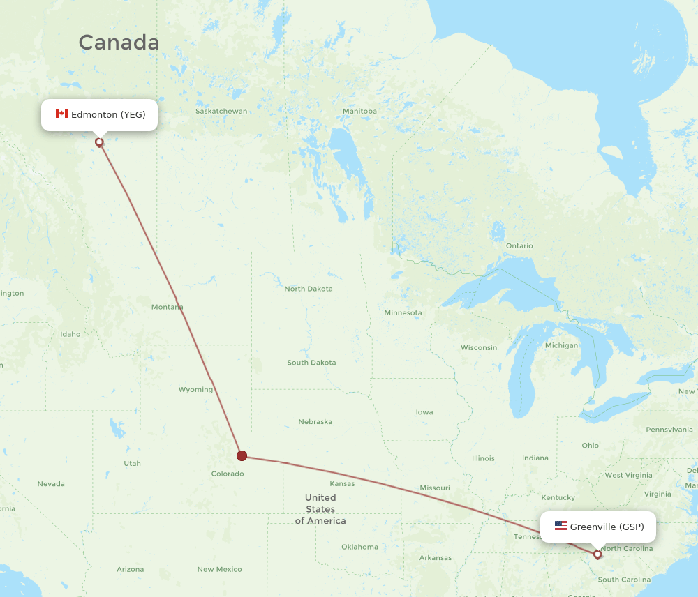 GSP-YEG flight routes