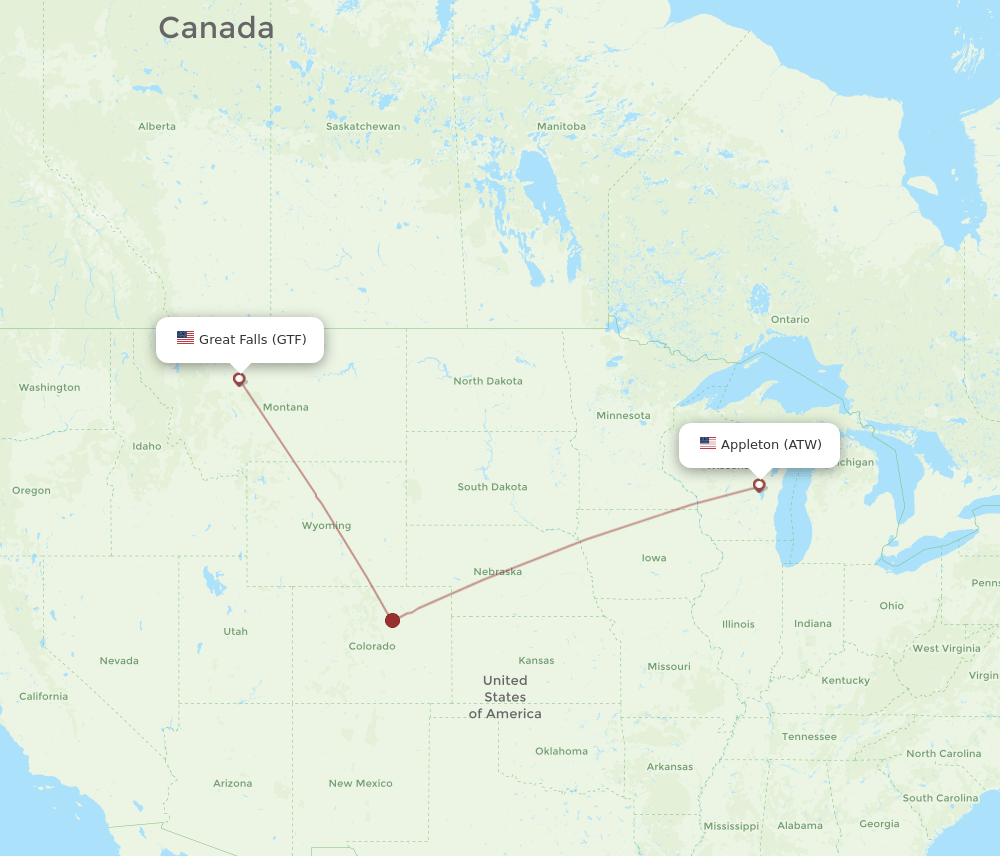 GTF-ATW flight routes