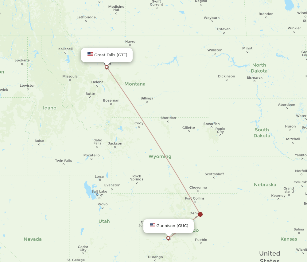 GTF-GUC flight routes