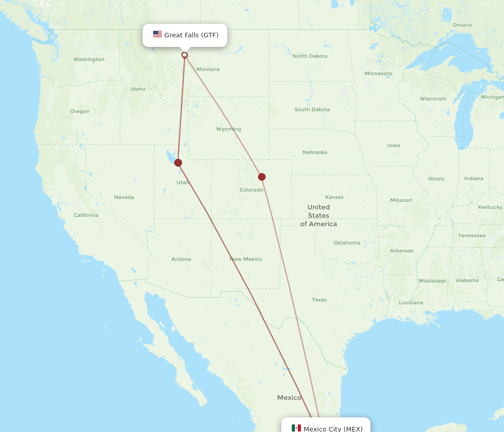 GTF-MEX flight routes