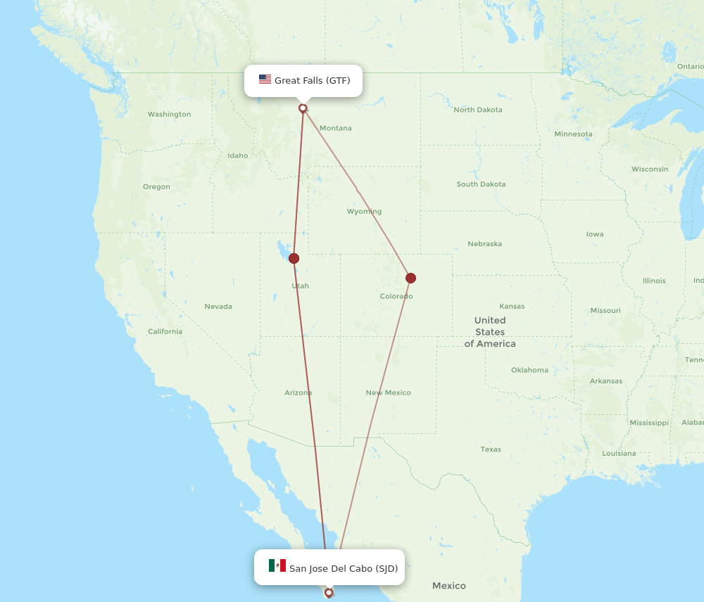 GTF-SJD flight routes