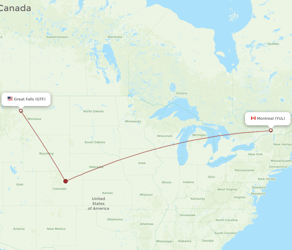 GTF-YUL flight routes