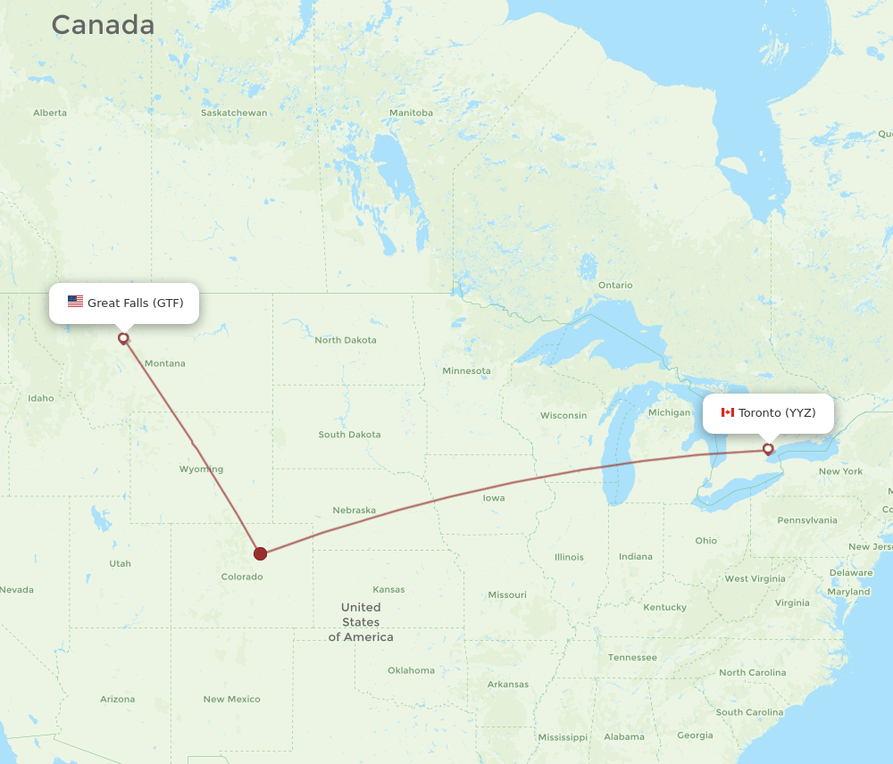 GTF-YYZ flight routes