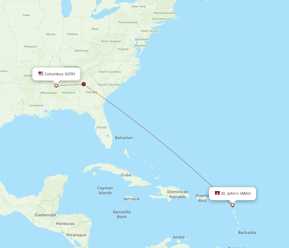 GTR-ANU flight routes