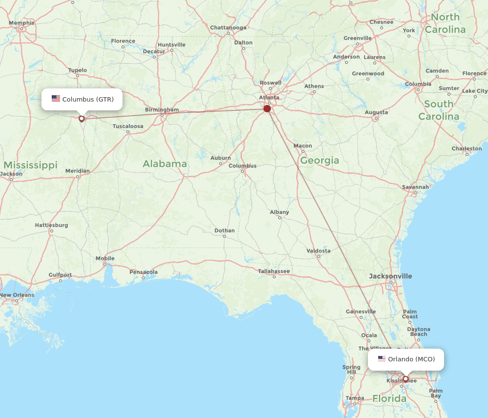 GTR-MCO flight routes
