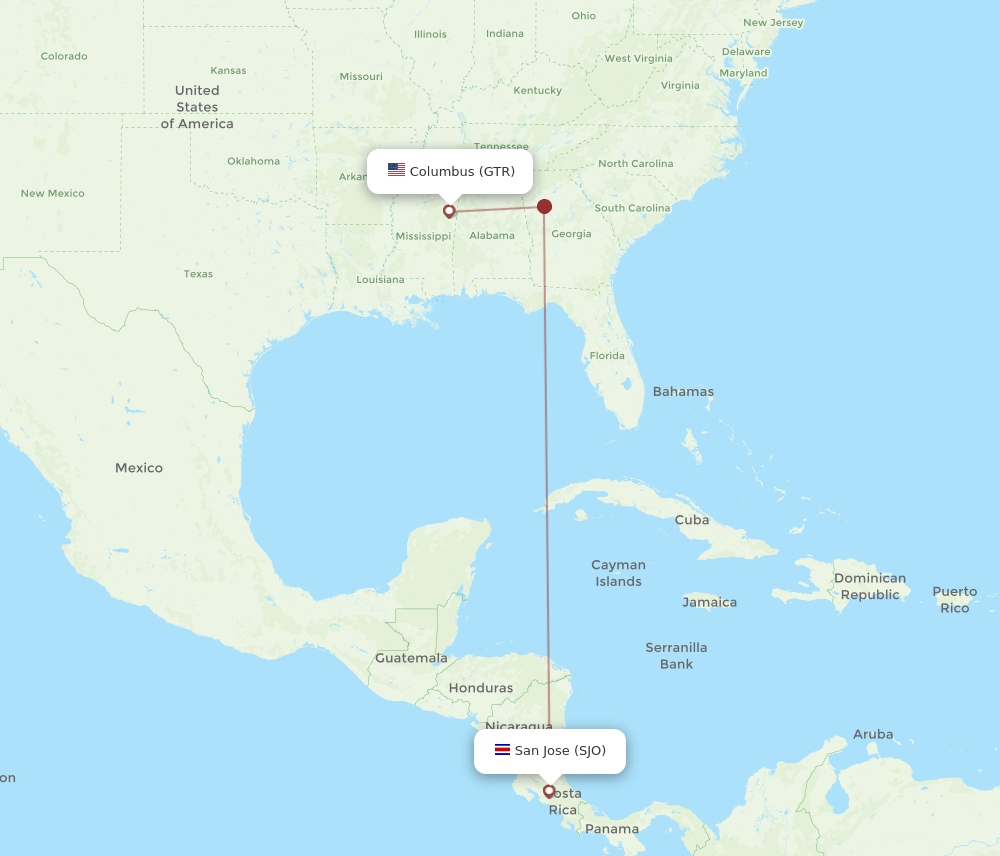 GTR-SJO flight routes