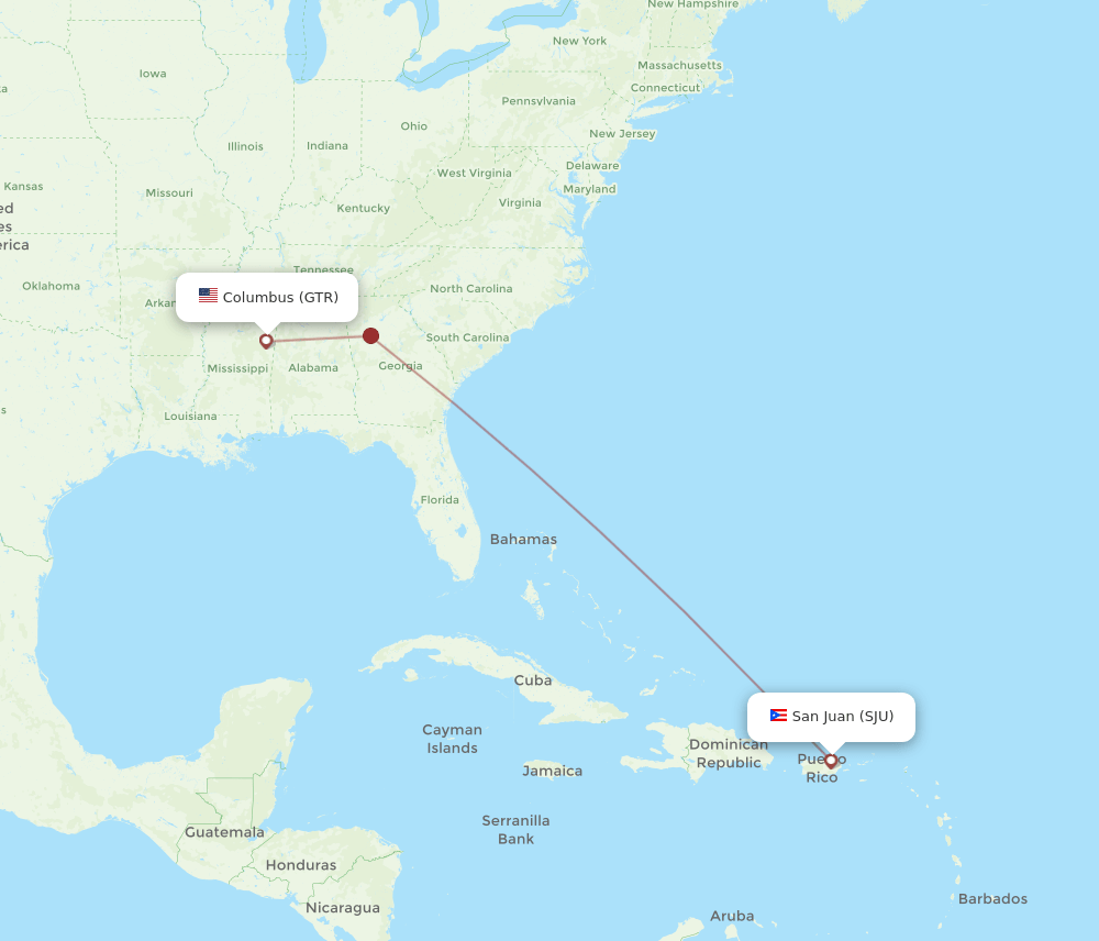 GTR-SJU flight routes