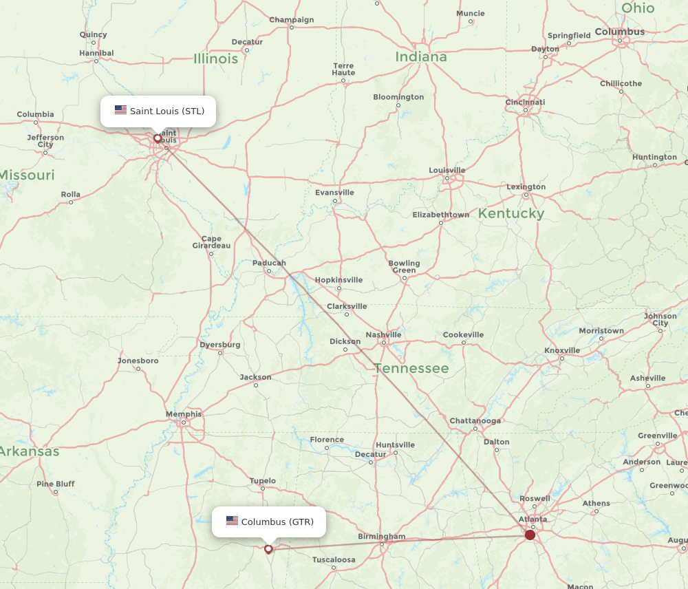 GTR-STL flight routes
