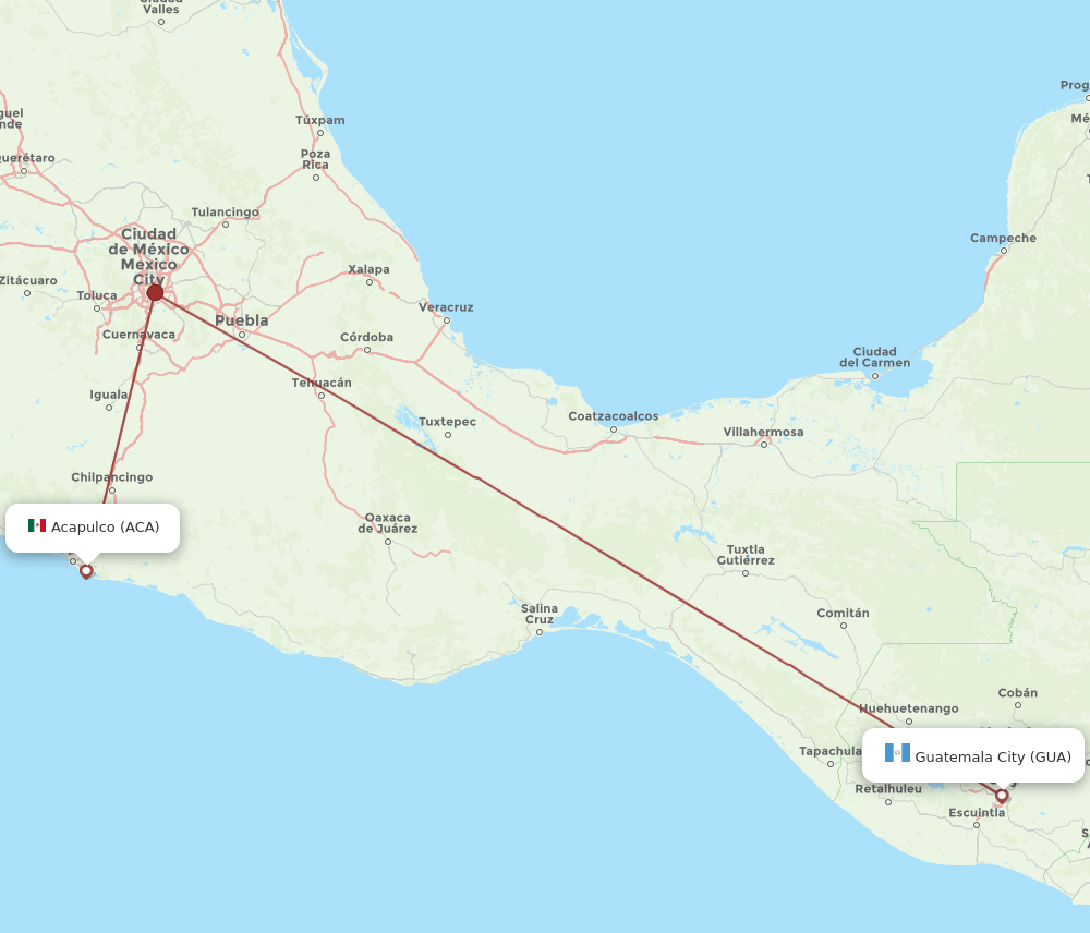 GUA to ACA flights and routes map