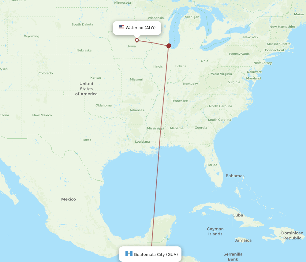 GUA-ALO flight routes