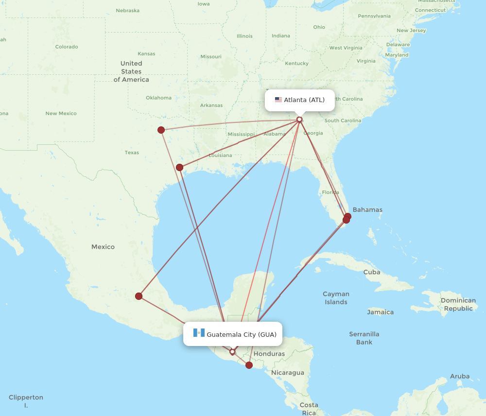 GUA-ATL flight routes