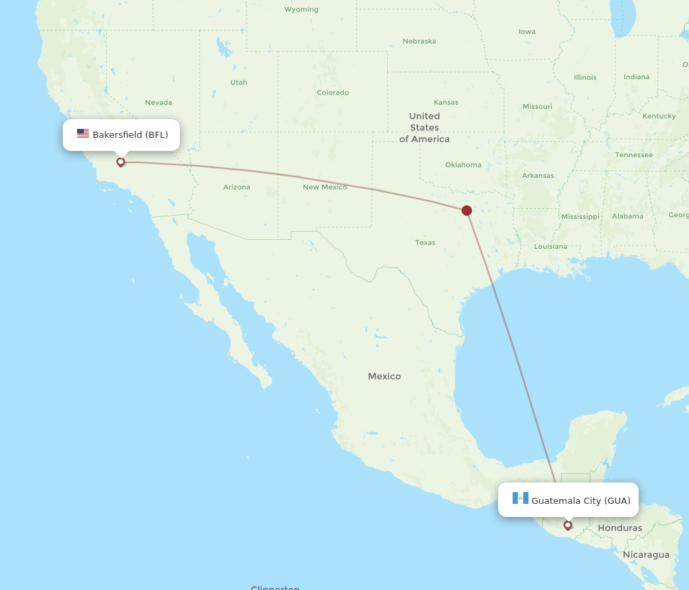 GUA-BFL flight routes