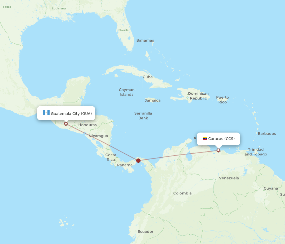 GUA to CCS flights and routes map