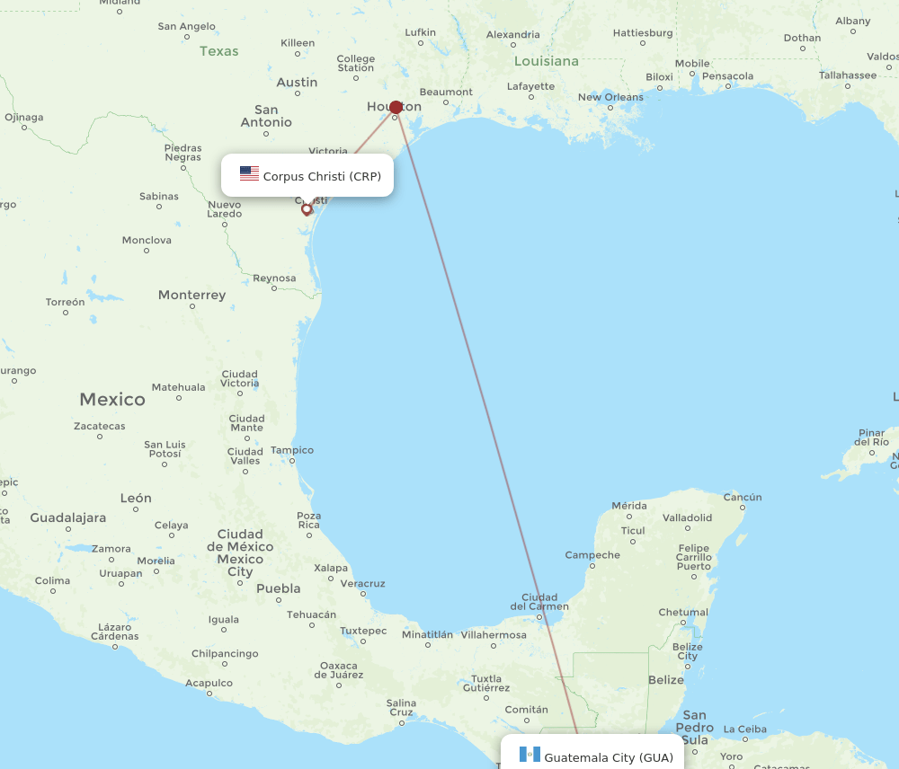 GUA-CRP flight routes