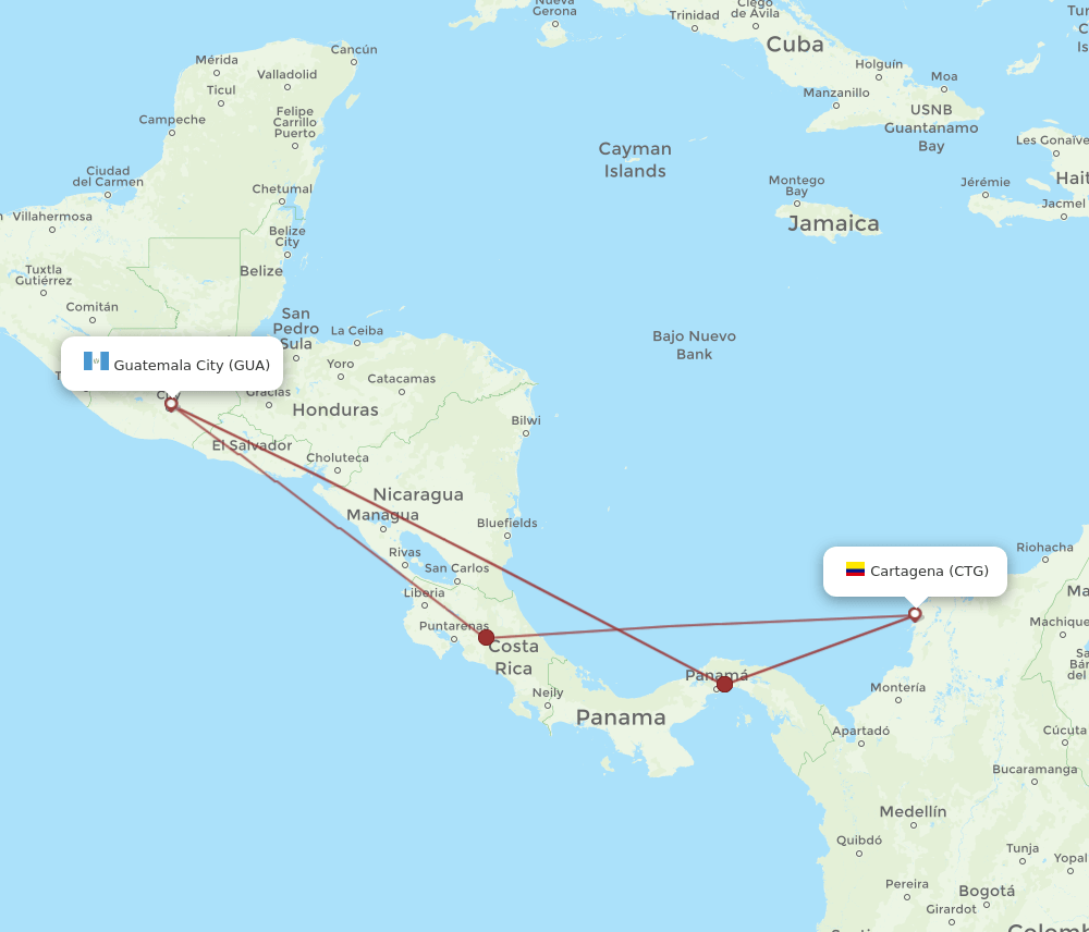 GUA-CTG flight routes