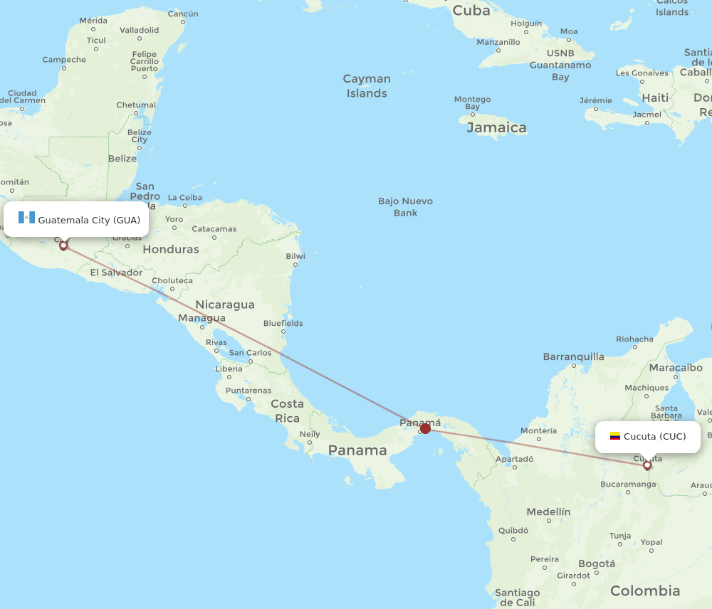 GUA-CUC flight routes