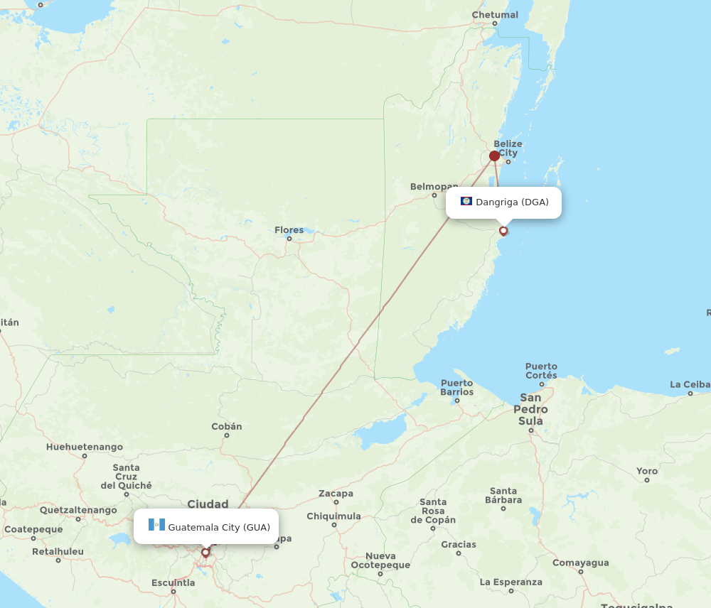 GUA-DGA flight routes