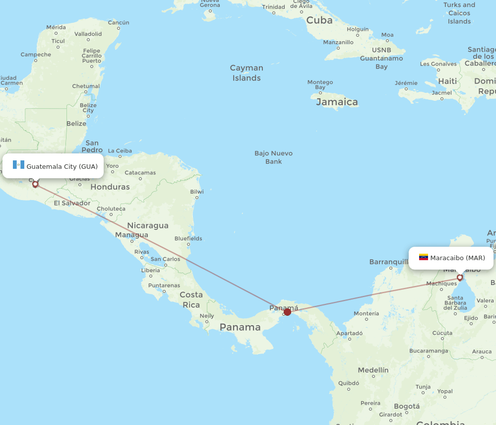 GUA-MAR flight routes